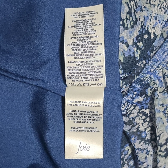 Joie Parisian Paisley Boho Chic Long Sleeve Maxi Dress Blue High Low Hem Lined - Picture 6 of 17